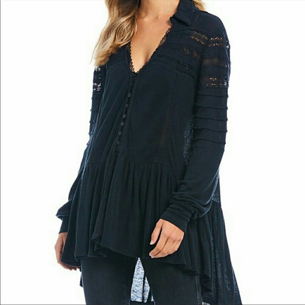 Free People Set to Stun Lace Flowy Boho Top - Picture 2 of 15
